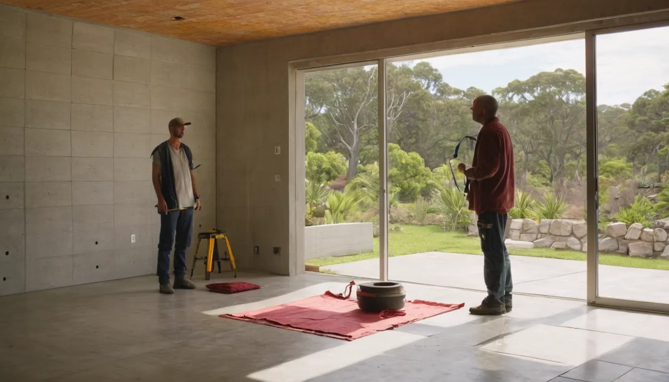 A homeowner in the Tampa area checking a new white window frame with a local installer inside a bright living room